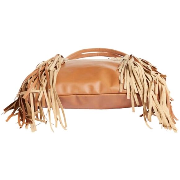 NWT AREA Stars Fringe Faux Leather HOBO Bag, 17"x12.5"X4", Light Brown C… - Picture 5 of 9